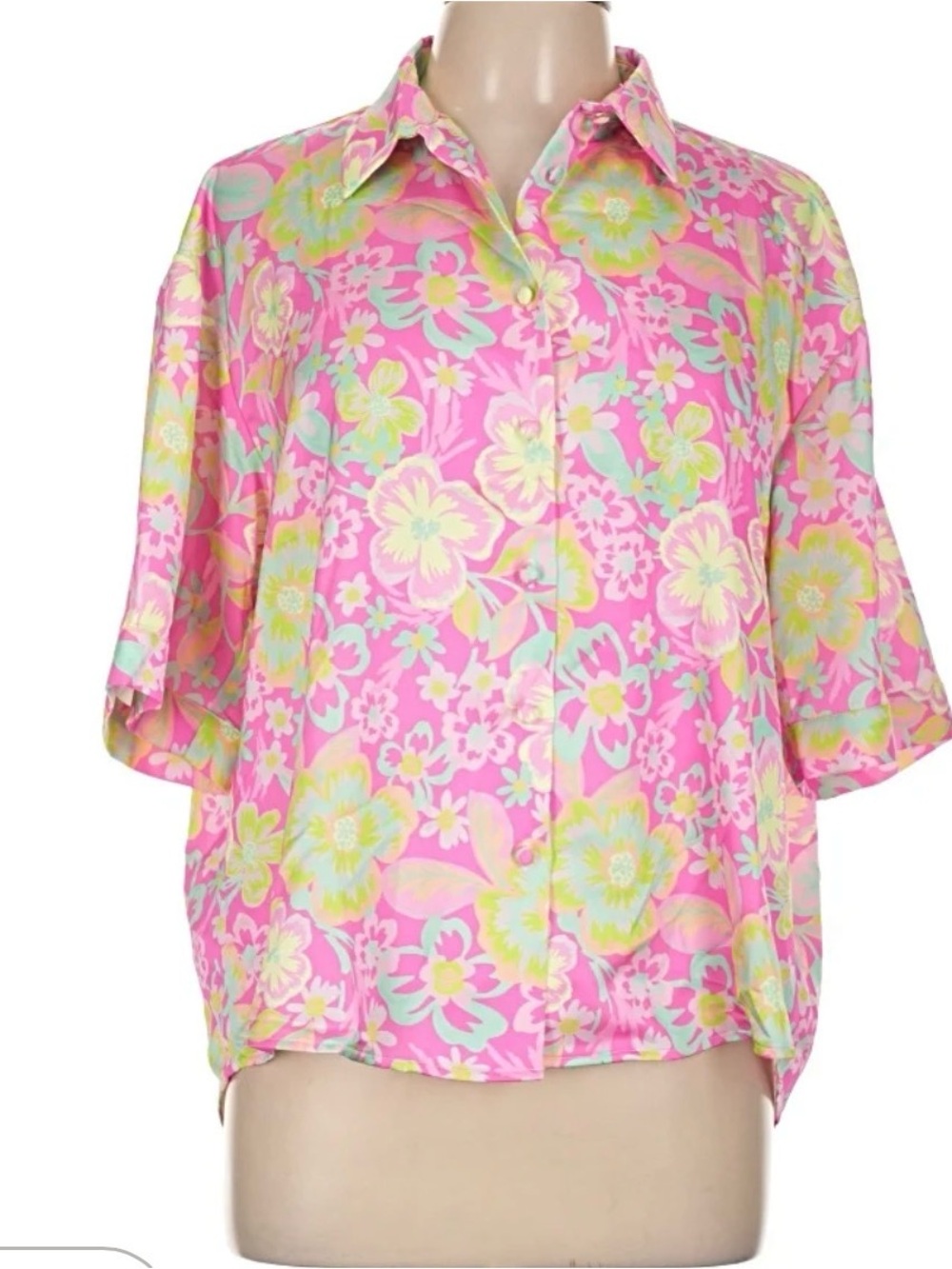 For Love and Lemons Women’s Pink Floral Button-Up Shirt